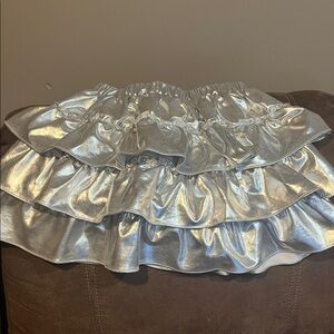 Shiny Silver Ruffled Skirt